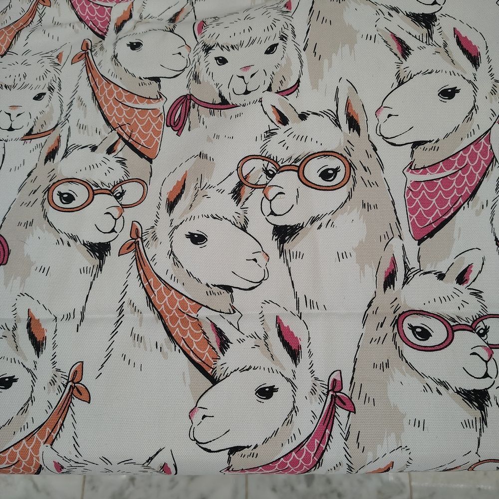 Llama Print Fabric with Pink and Orange Accents